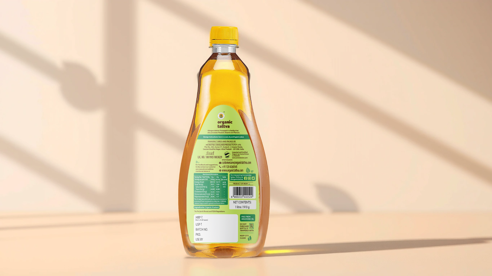 Organic Mustard Oil - back