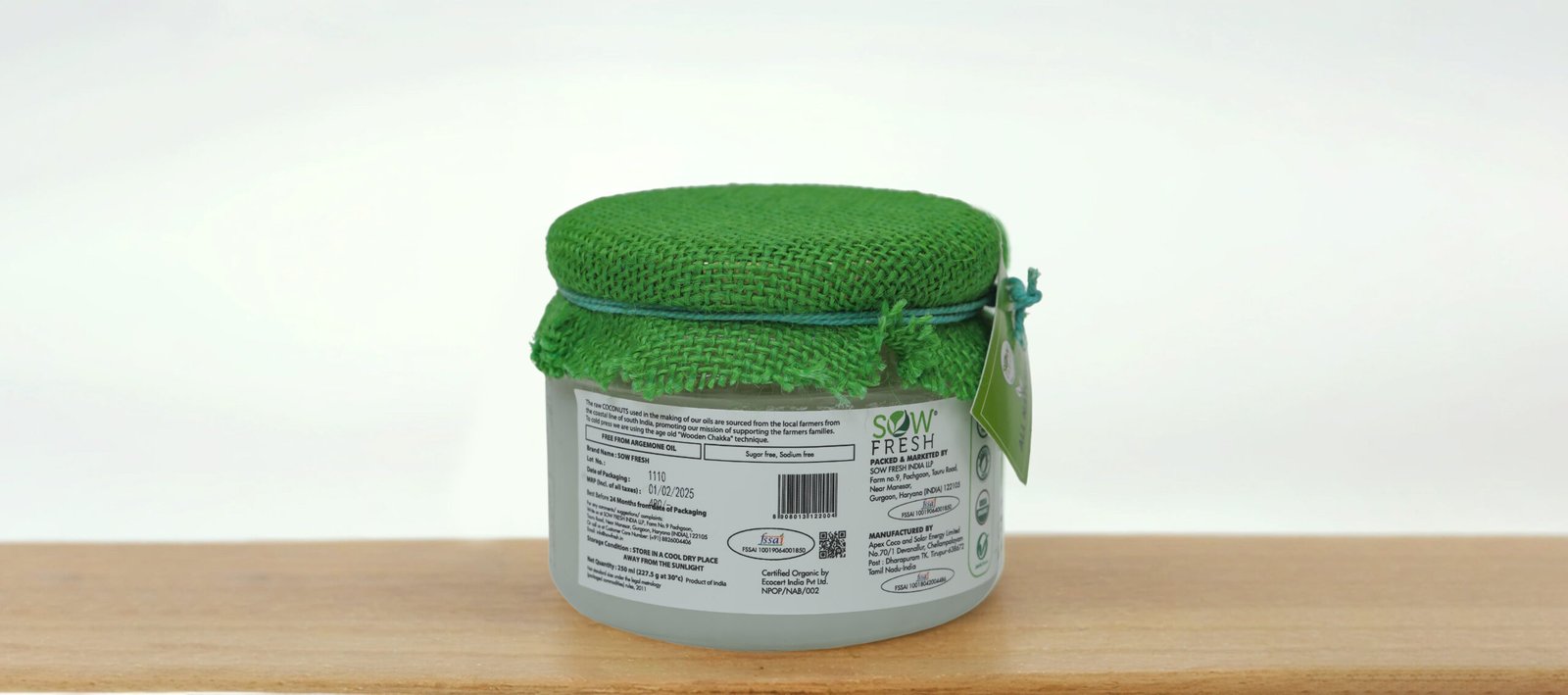 Cold pressed organic coconut oil mid back 2 D